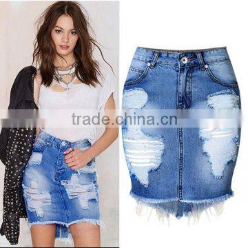 2016 Summer Women Bulk Wholesale Damaged Wrap Jeans Tassel Designs Slim Short Ripped Denim Office Skirt Crushed Skirts Ladies