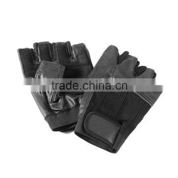 BLACK WEIGHT LIFTING GYM GLOVES - LEATHER WEIGHTLIFTING WITH LONG STRAP, PAYPAL ACCEPTED