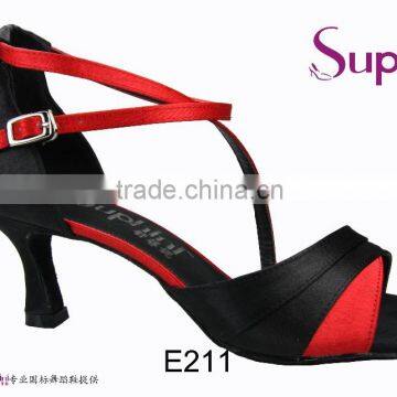 Suphini Red Black Satin Latin Dance Shoes All in Man