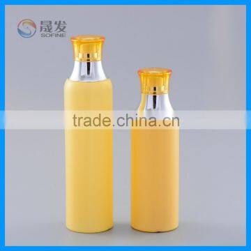 Orange color Empty plastic body lotion pump bottle