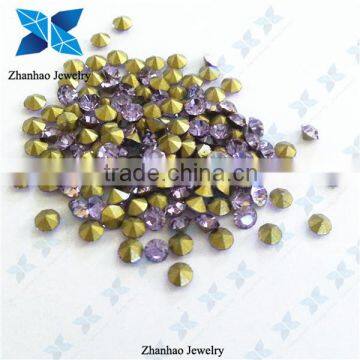 Hot fix point back Violet rough gemstone price loose rhinestone for jewelry