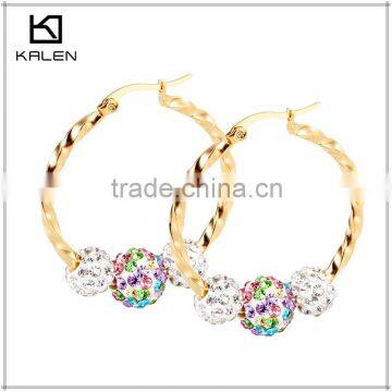 China most popular cheap colorful forever crystals stone stainless steel earring jewelry