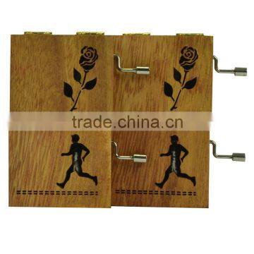 Square Shape and Hand Cranked Play Power Wholesale Music Box Wood photo-3