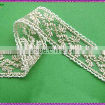 2015 latest fashion embroidery bridal veil trim lace design