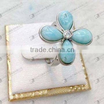 Larimar ring teardrop/pear shaped 6x9mm