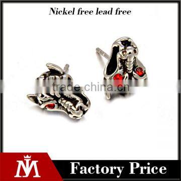 Europe Style Stainless Steel Red Crystal Jewelry Punk Dragon Earring for mens