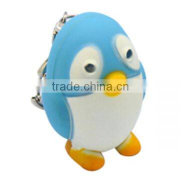 promotional owl shape led keychain lights with sound flashlight torch