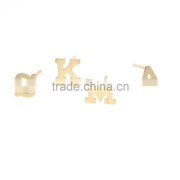 Personalized gold initial letter cheap stud earrings for women