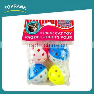 Custom color 4 pack small hollow plastic cat toy ball