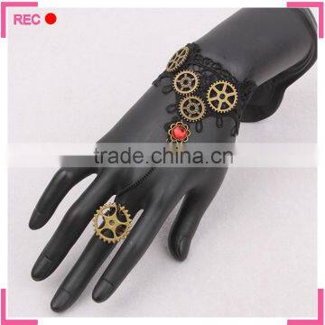 Finger Bracelets for women, with gear finger chain ring bracelet