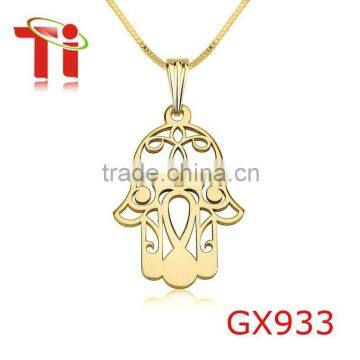 18k Gold Hamsa Evil Eye Good Luck Pendant, Unique Gift for Her-Evil eye jewellery