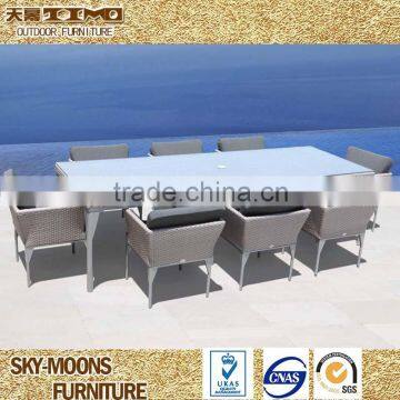 all weather outdoor dining party weaving rattan set garden rattan table and chairs(TC042)