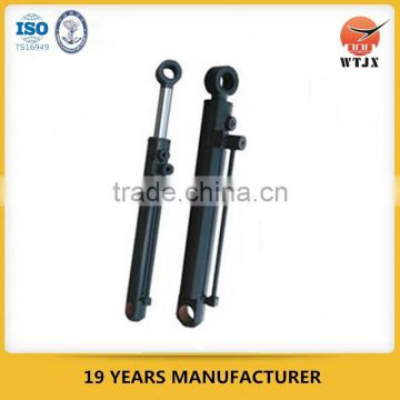 telescopic hydraulic cylinder with ring on cap end and rod end