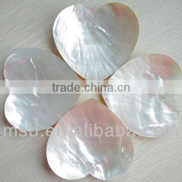 polished white mother of pearl shell heart shaped carving