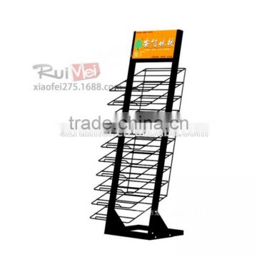 Floor-standing multi-tier customized carpet sample dsiplay rack