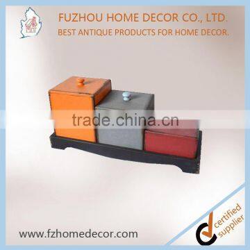 Antique Wooden Wall Shelf With Colorful Drawers photo-4