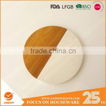 Round Stunning Marble Cheese Board With Wood