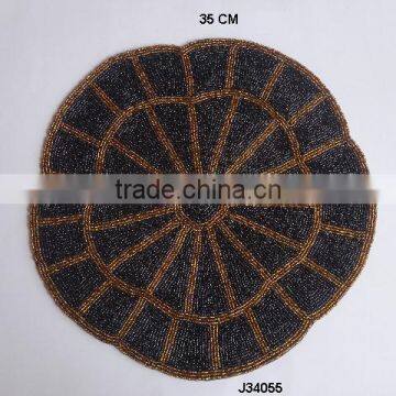 Uneven circle brown Black Glass bead place mats with patterns available in more colours and patterns