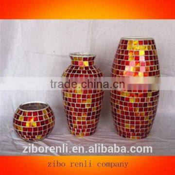 Wedding Decor Mosaic Unique Handblown Art Glass Vase