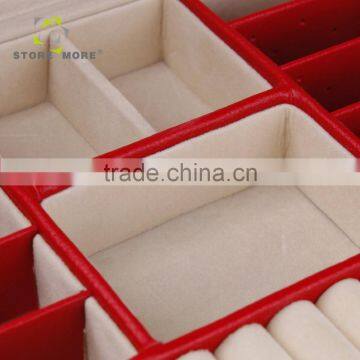 Red Faux Leather Alligator Jewelry Box Organizer Necklace Ring Display Case photo-4