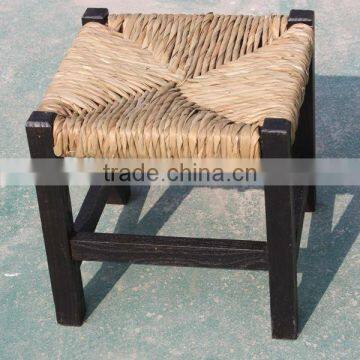 Solid wood chair with rush seat