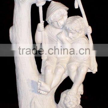 New design playing swing children marble statue for garden