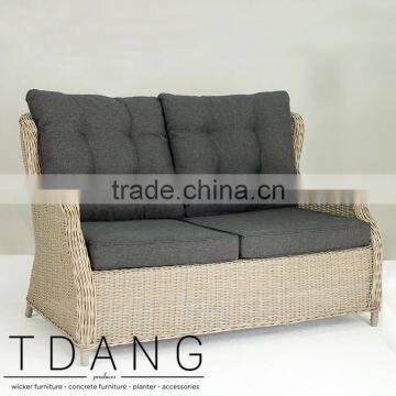 Driago Wicker Sofa- Outdoor Rattan Bench- Patio Brown Wicker Bench