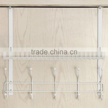 Adjustable Over the Door Mounting White Metal Clothes Storage Shelf