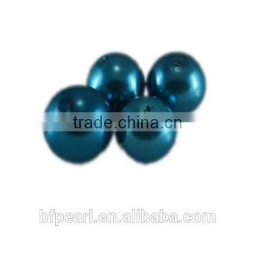 Wholesale Teal Half-drilled 10mm Round Shell Pearl Beads for Earrings or Pendent