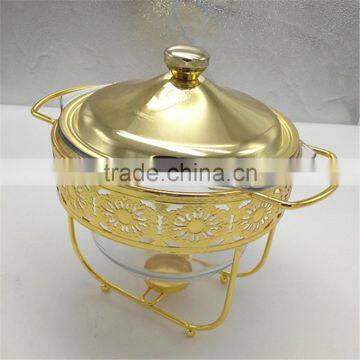 4L Wholsale Restaurant Hotel Supplies Chafing Dish, Gold Glass Buffet Stove photo-2