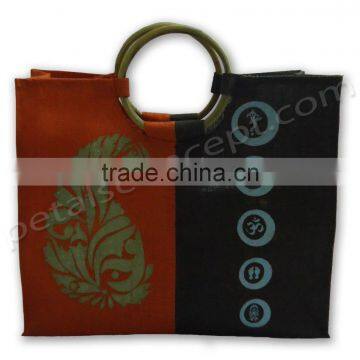 Bi color Jute shopping bag for gift - exclusive design with sparkle print