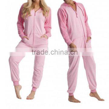 Hooded-footed pajamas polar fleece Front pockets Hoodie Footless Raglan Sleeve Adult Blank Plain sports adult onesie