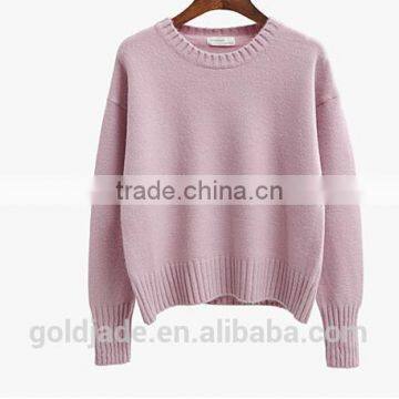 2016 New Korean Style Spring Winter Autumn Round Neck Long Sleeve Plain Women Sweater photo-3