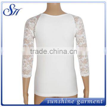 2017 Sexy White Tank Top With Lace Wholesale 95%polyester 5%spandex photo-4