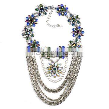 Multilayer Out Chain With Multicolor Rhinestone Women Necklaces photo-4