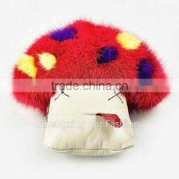 CX-R-01 Mink Fur Mushroom Mobile Phone Strap Custom Key Ring photo-5