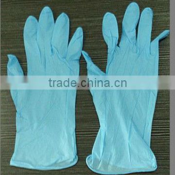 Dispoable light blue nitrile gloves