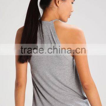 MGOO New Fashion Racer Back Knitted Loose Fit Tops For Women Solid Color High Neck Tank Tops photo-2