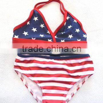 2017 Fashion Seaside Navy Style Swimwear Kids Beach Swim Suit Bowknot Bathing Chiffon Suit photo-2