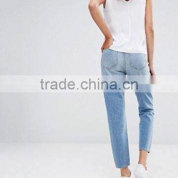 Ripped Slim Trousers Jeans Women Hot Sale Cheap Blue Denim Jeans Women photo-2