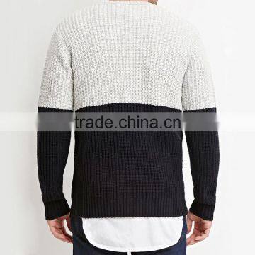 Wholesale Crew Neck Color Block Rib-knit Cuff Custom Men Pullover Brand Sweaters photo-2