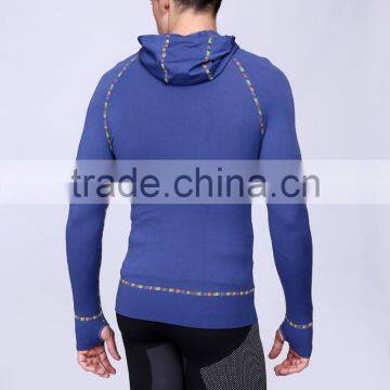 Custom Compression t Shirt Hoodie Sports Mens Seamless Gym t Shirt photo-2