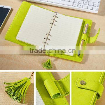 High Quality pu Cover Planner With Metal Buckle Custom Loose Leaf Binding Notebook With Tassels Gold Foil Logo photo-5