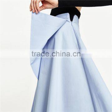 2017 OEM Spring Pure Wathet Blue Layered Long High Waisted Skirts photo-4
