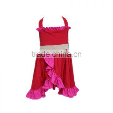 2017children party dresses baby girl red ruffle Lace-up dresses baby girls dress designs