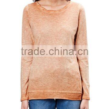 Women's Long Sleeve 100% Cotton Acid Wash Vintage t Shirt photo-4