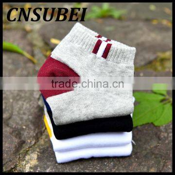 Summer Mens Color Block Casual Combed Cotton Ankle Socks photo-3