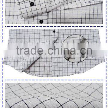 2017 Latest Long Sleeve Plaid 100% Cotton Non Wrinkle Spread Collar Men Shirt photo-4