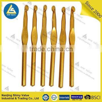 golden Aluminum single-head oxidized crochet hooks for knitting work