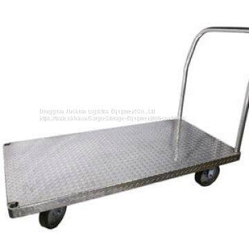 4 Wheels Stainless Steel Flatbed Push Cart / Hand Trolley